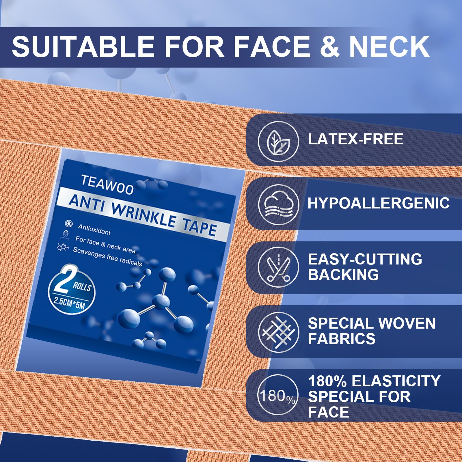 Person using anti aging face tape on forehead lines
