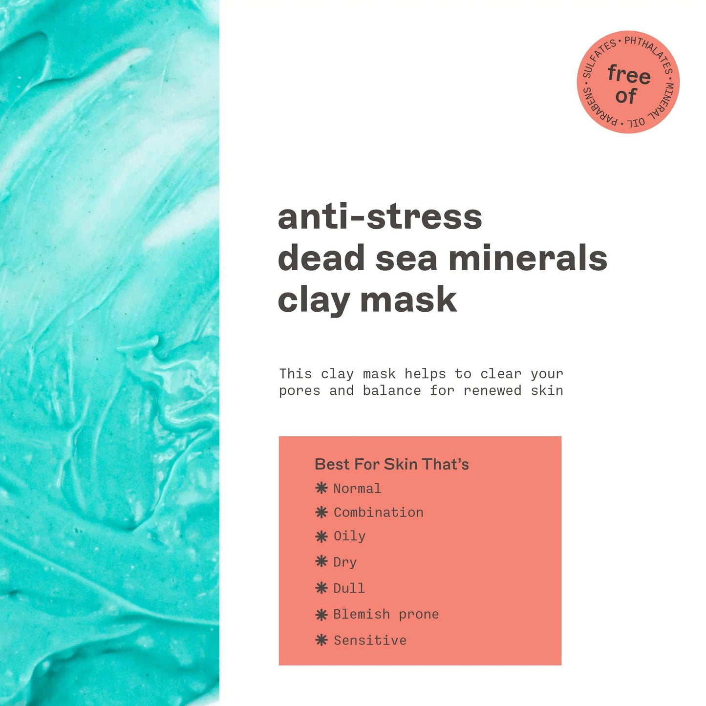 Close up of Freeman anti stress clay mask texture and packaging