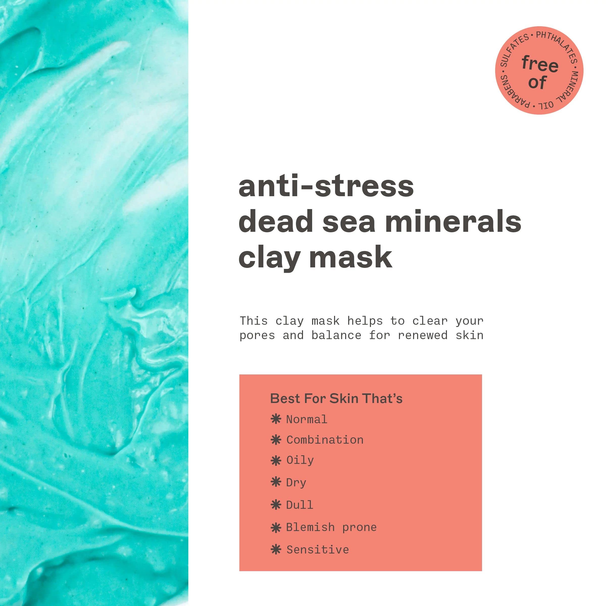 Close up of Freeman anti stress clay mask texture and packaging