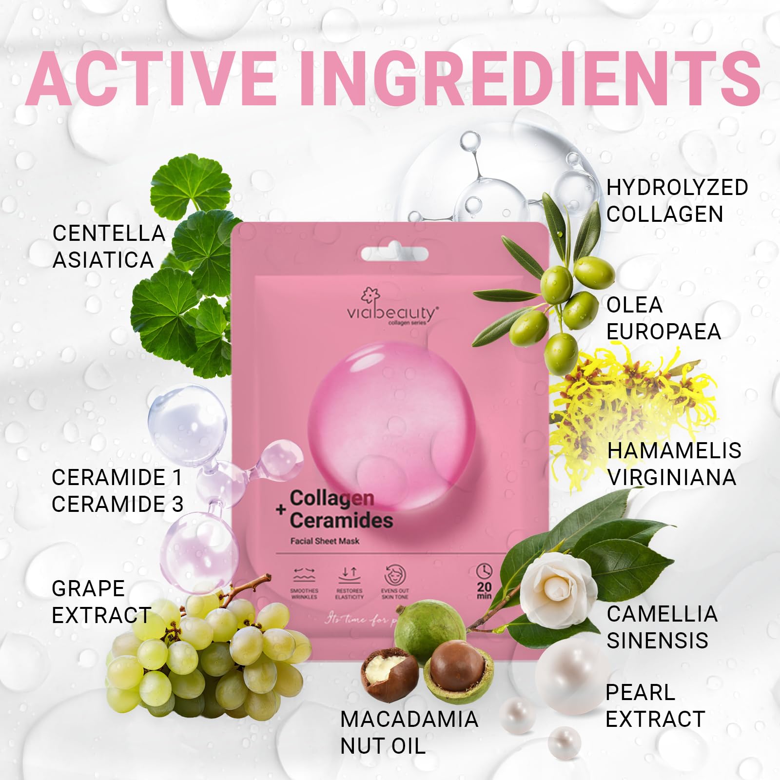 8 count pack of authentic Viabeauty collagen masks