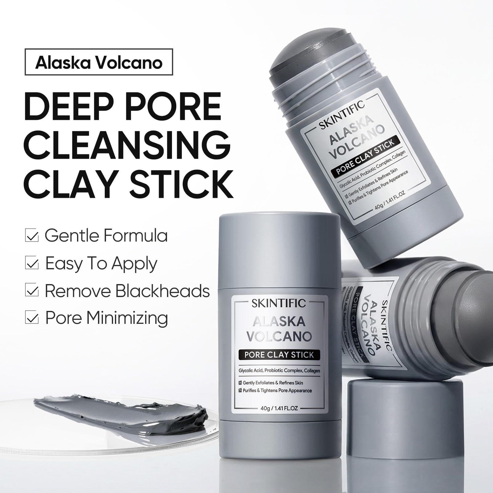 Skintific pore cleansing stick texture and application view
