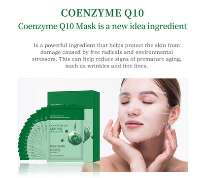 Collagen and Coenzyme Q10 facial sheet mask application