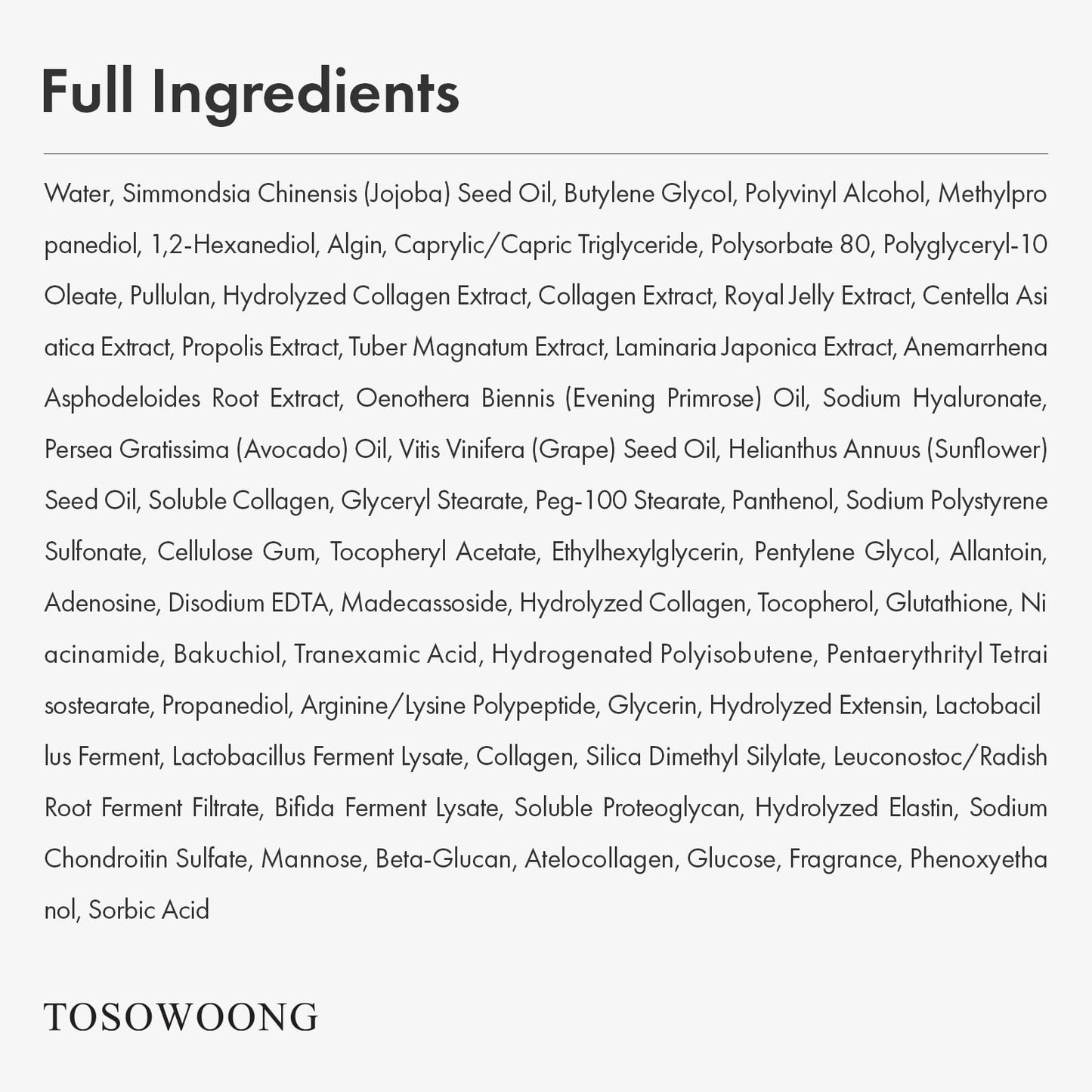 Instructions for using Tosowoong Real Collagen Fit peel off mask