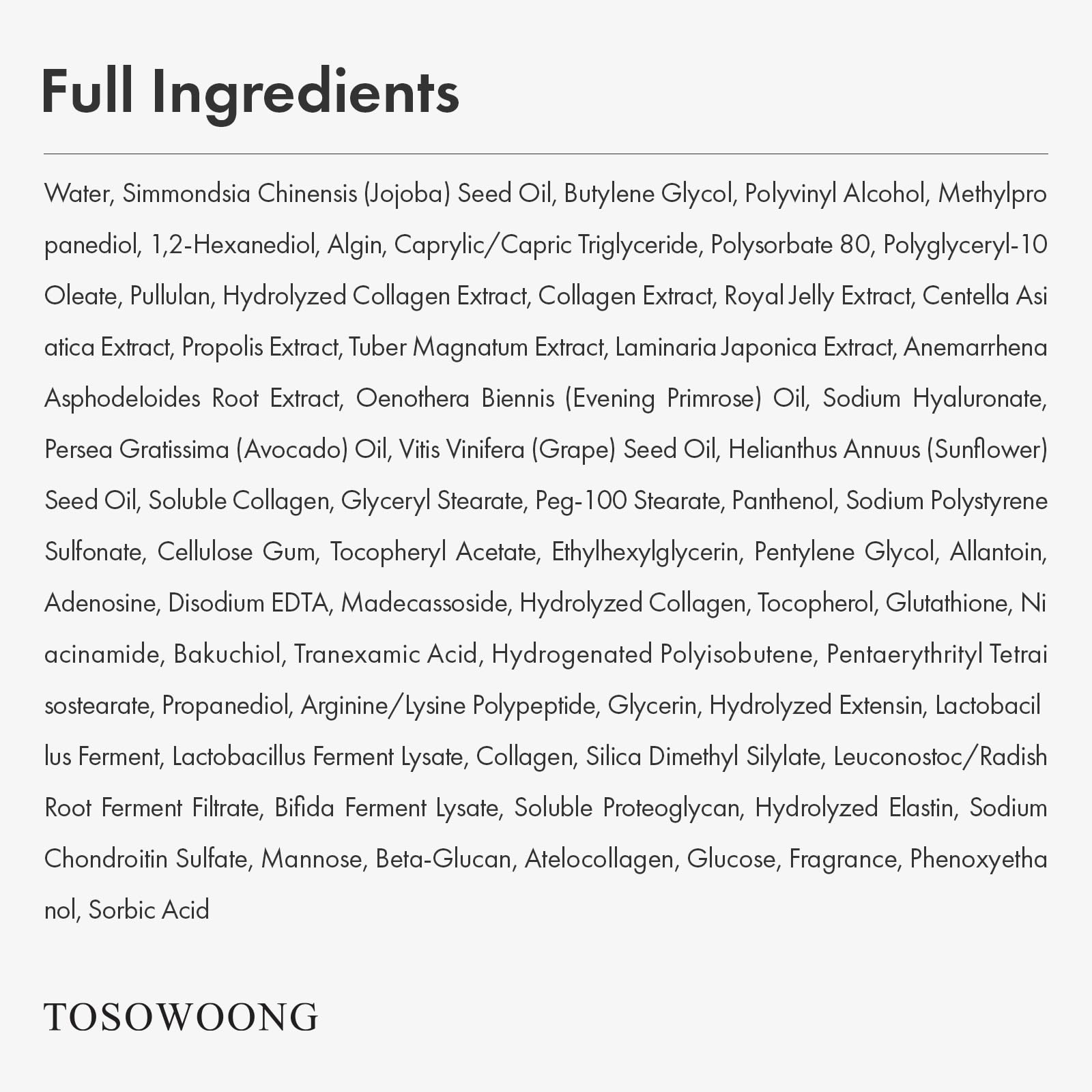 Instructions for using Tosowoong Real Collagen Fit peel off mask