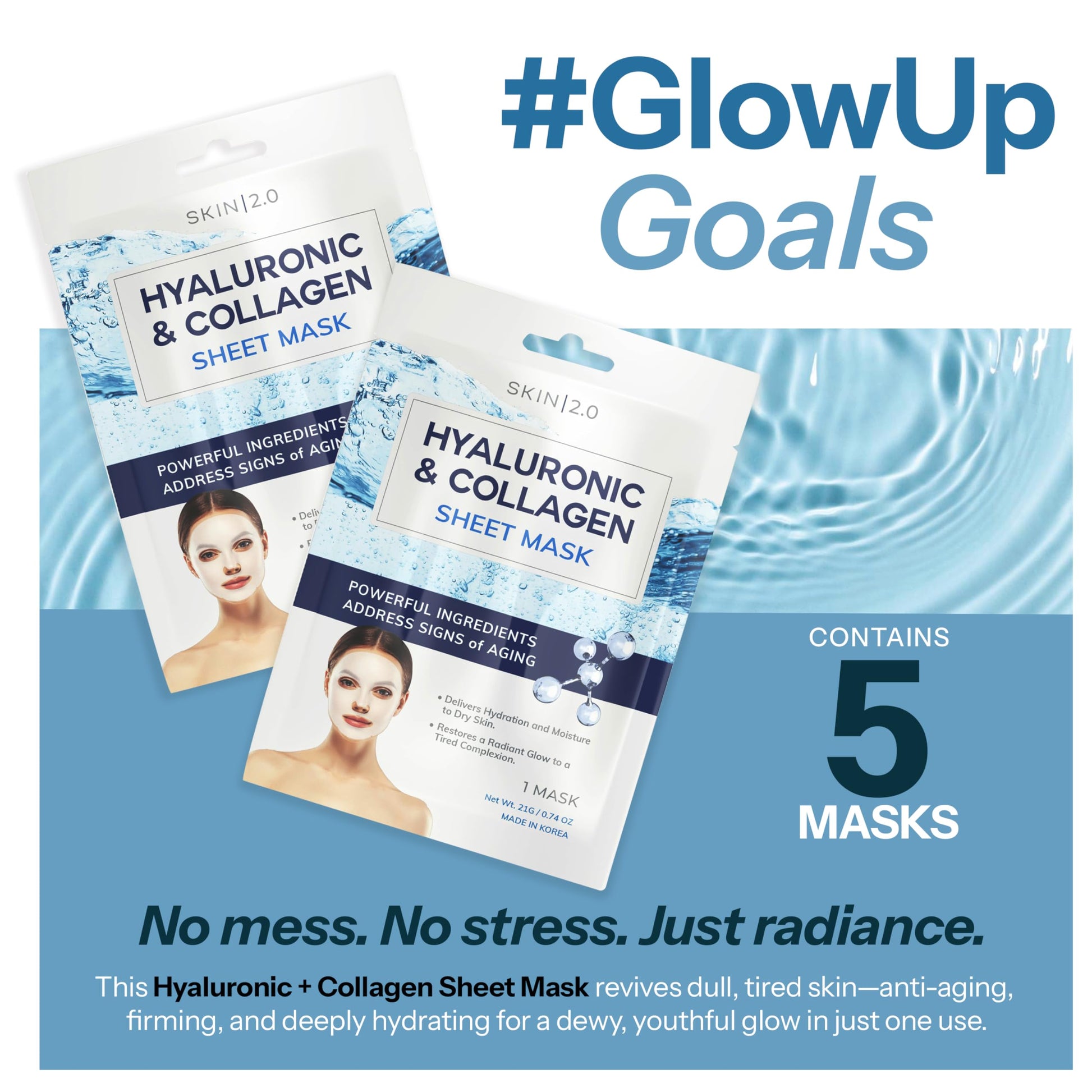 Skin 2.0 anti-aging face mask pack of 5 retail box