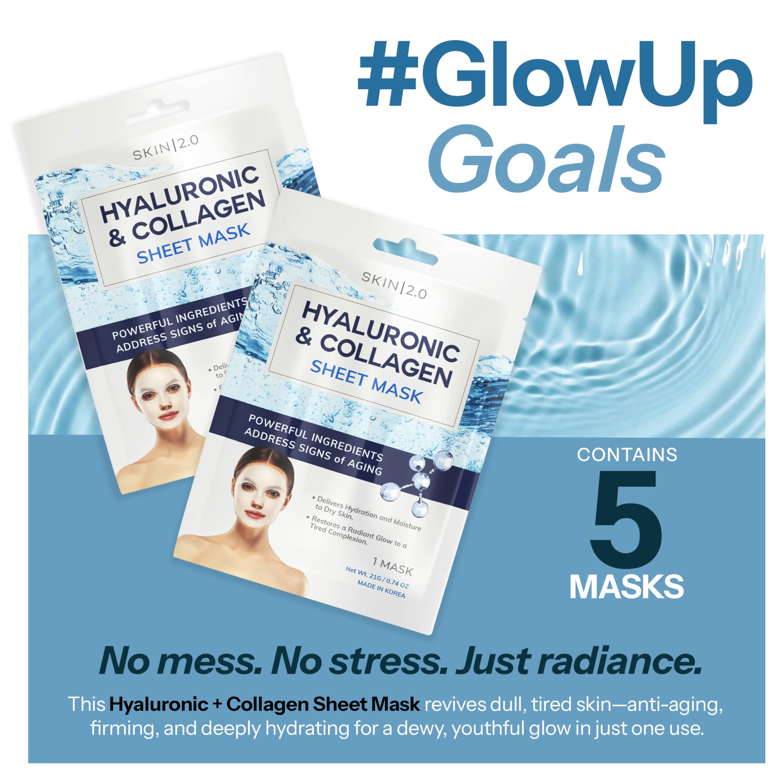 Skin 2.0 anti-aging face mask pack of 5 retail box