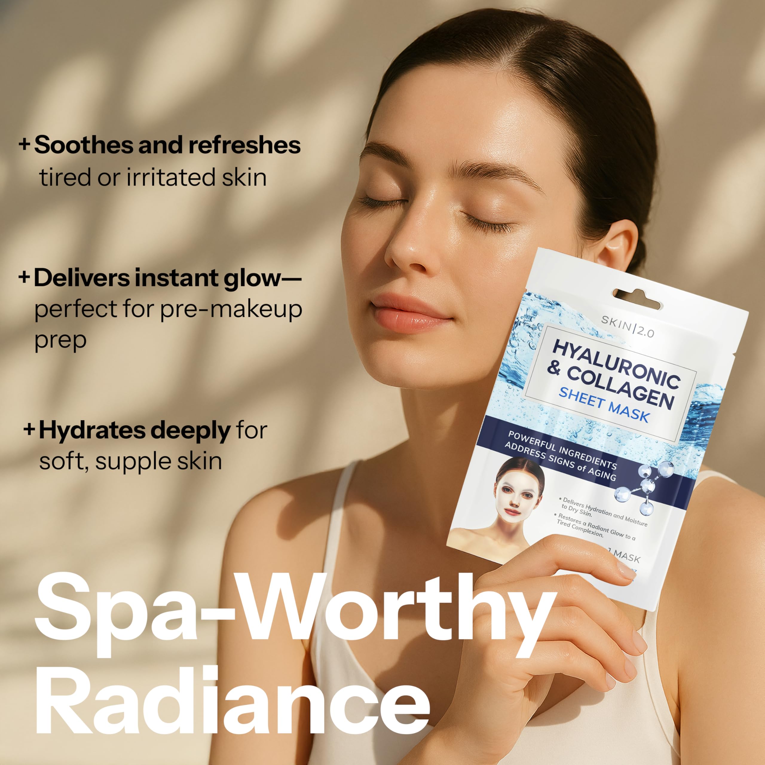 Top view of Skin 2.0 hyaluronic acid mask individual pouches