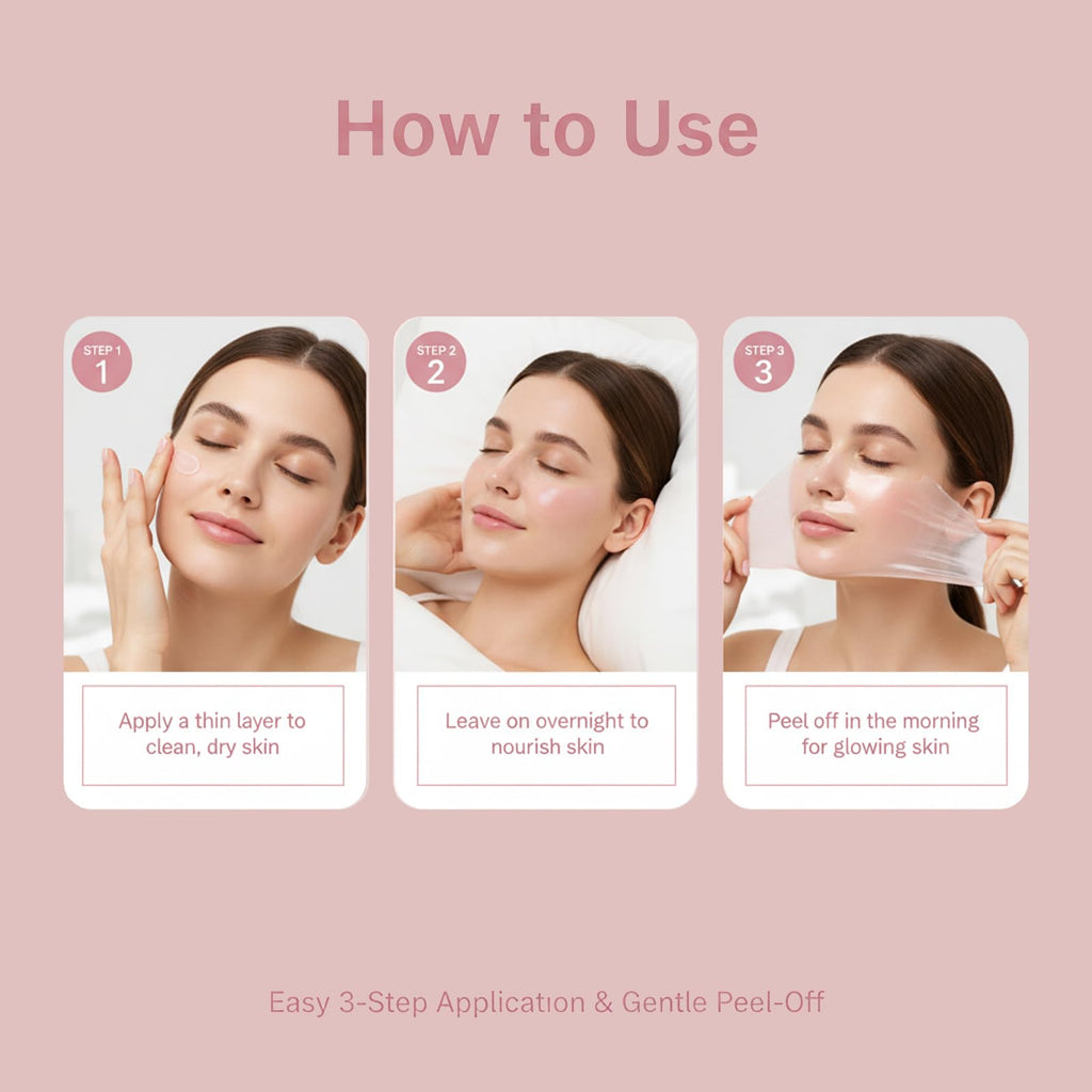 Yuri Beauty Collagen Night Wrapping Mask applied on skin