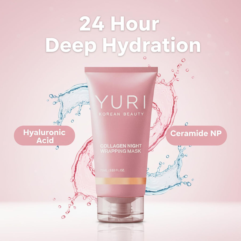 Yuri Beauty Collagen Night Wrapping Mask peel off demonstration