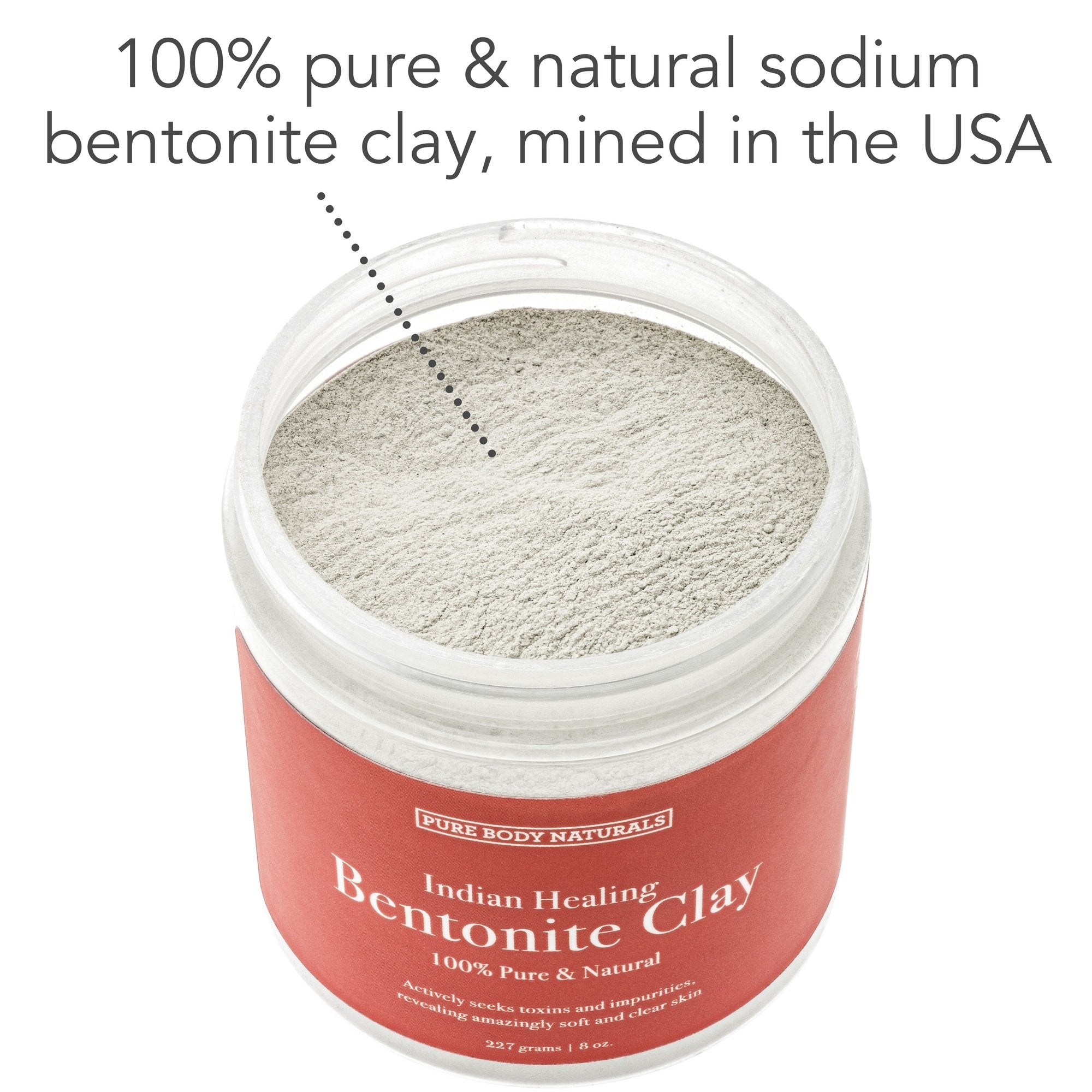 Pure Body Naturals 8 Ounce Bentonite Clay jar packaging