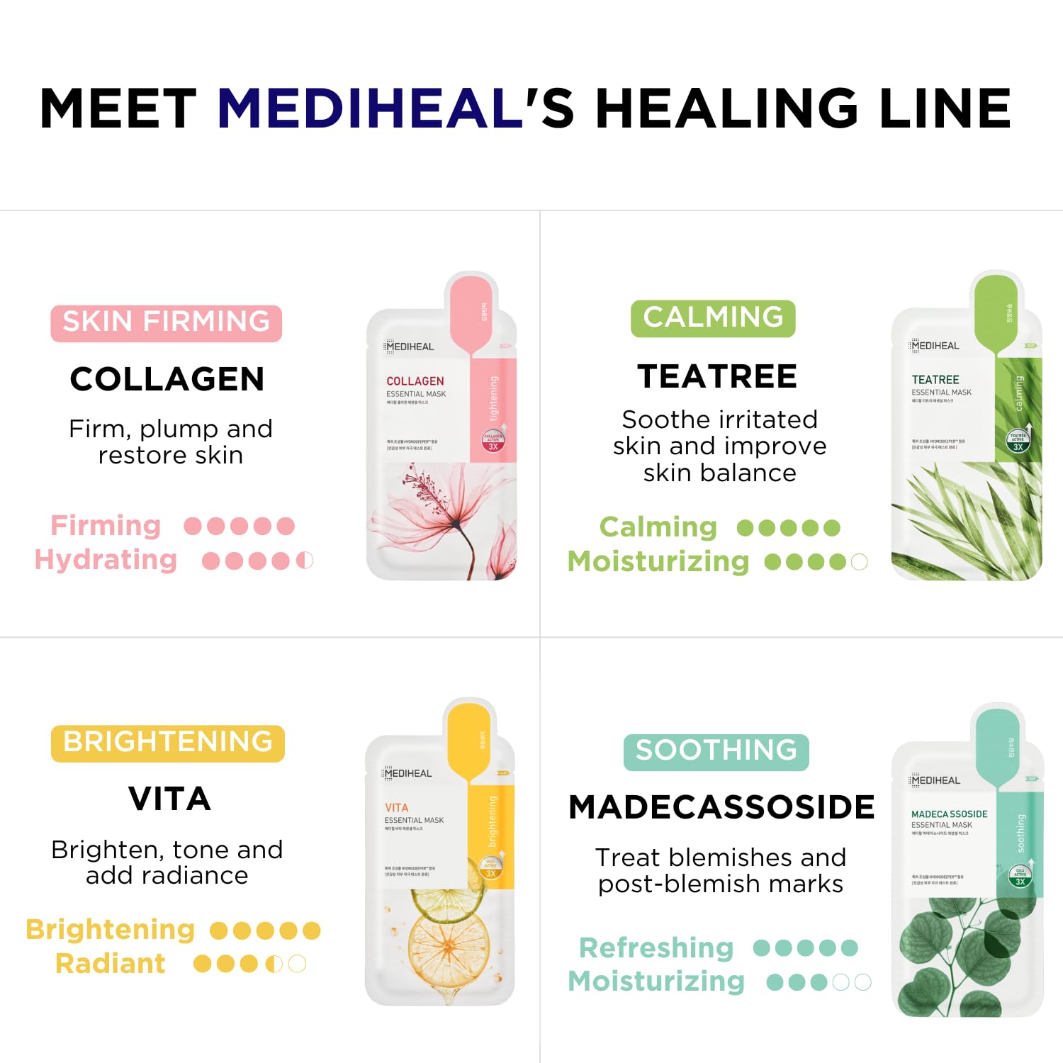 Mediheal Korean skincare mask variety pack for glass skin