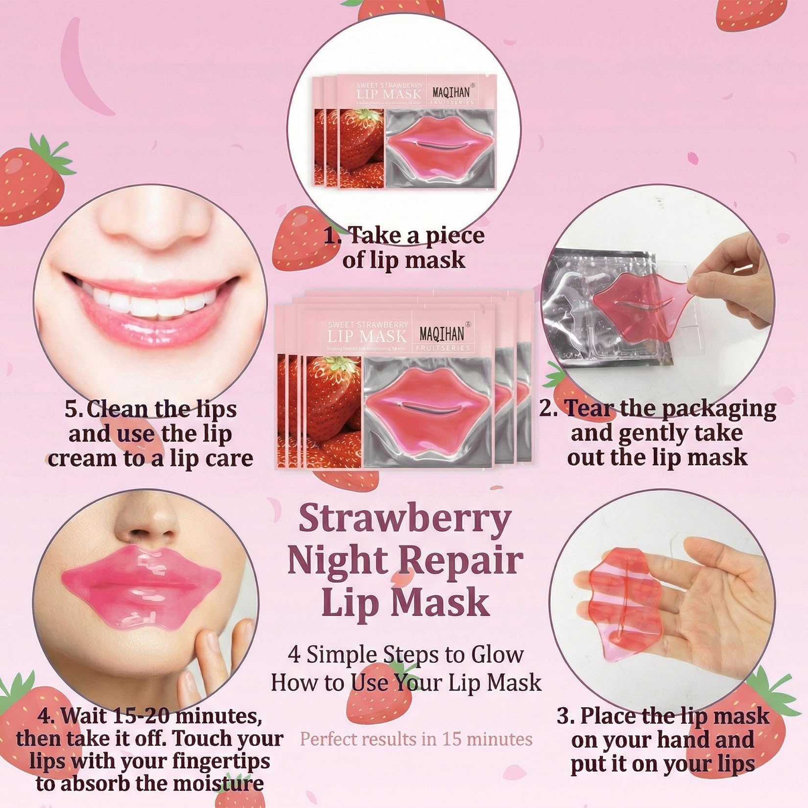 Maqihan pink lip patches for spa treatment