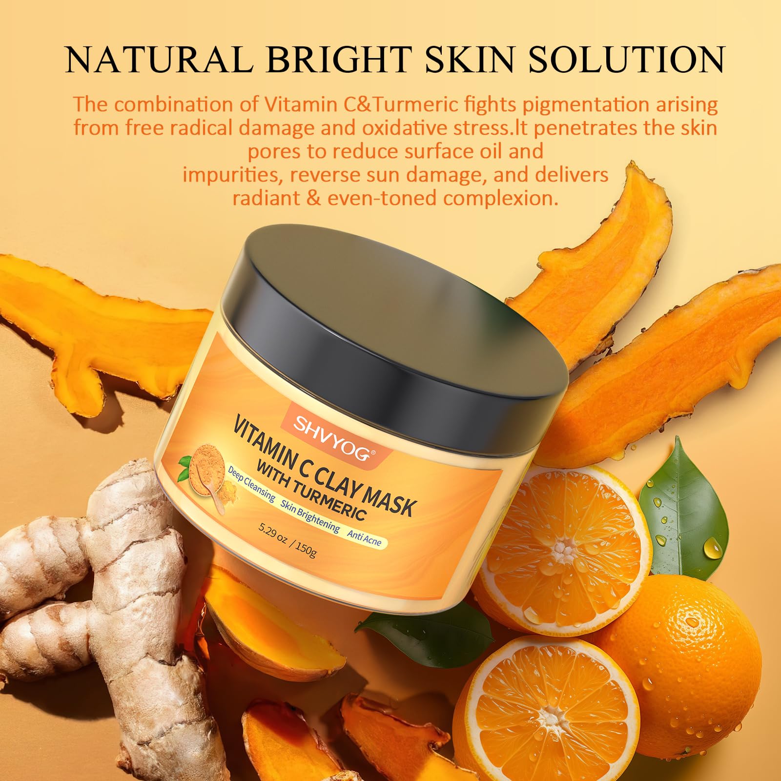 SHVYOG Vitamin C and turmeric clay mask jar