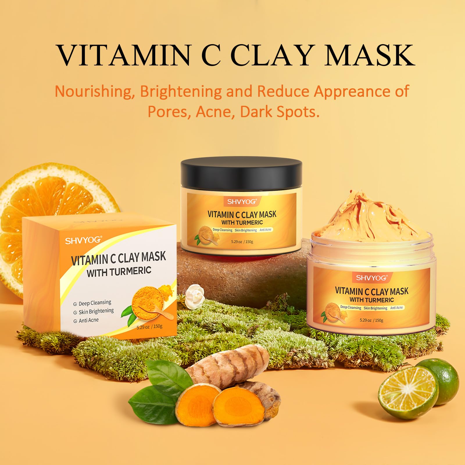 Close up of SHVYOG turmeric clay mask texture