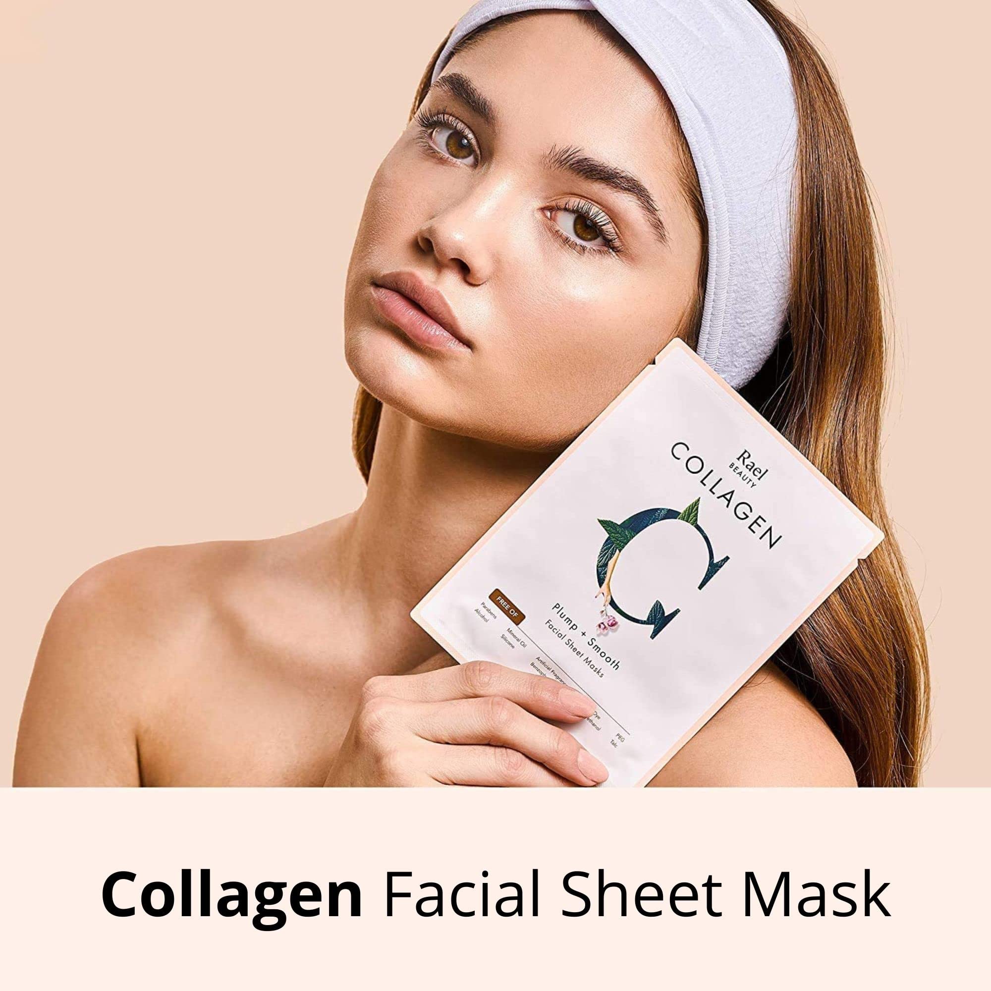 Back of Rael collagen face mask packaging showing ingredients