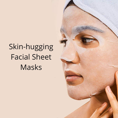 Rael collagen mask pack held in hand for scale