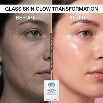 Model applying OOTD vegan collagen hydrating sheet mask