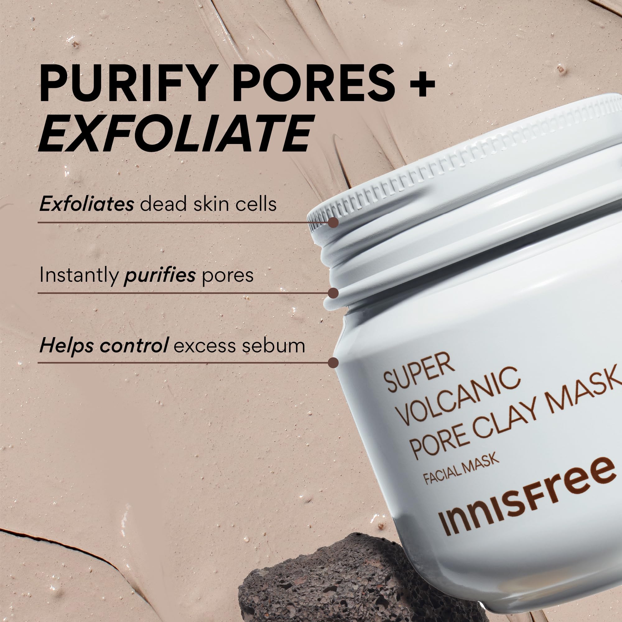 Innisfree volcanic clay mask creamy texture close up view