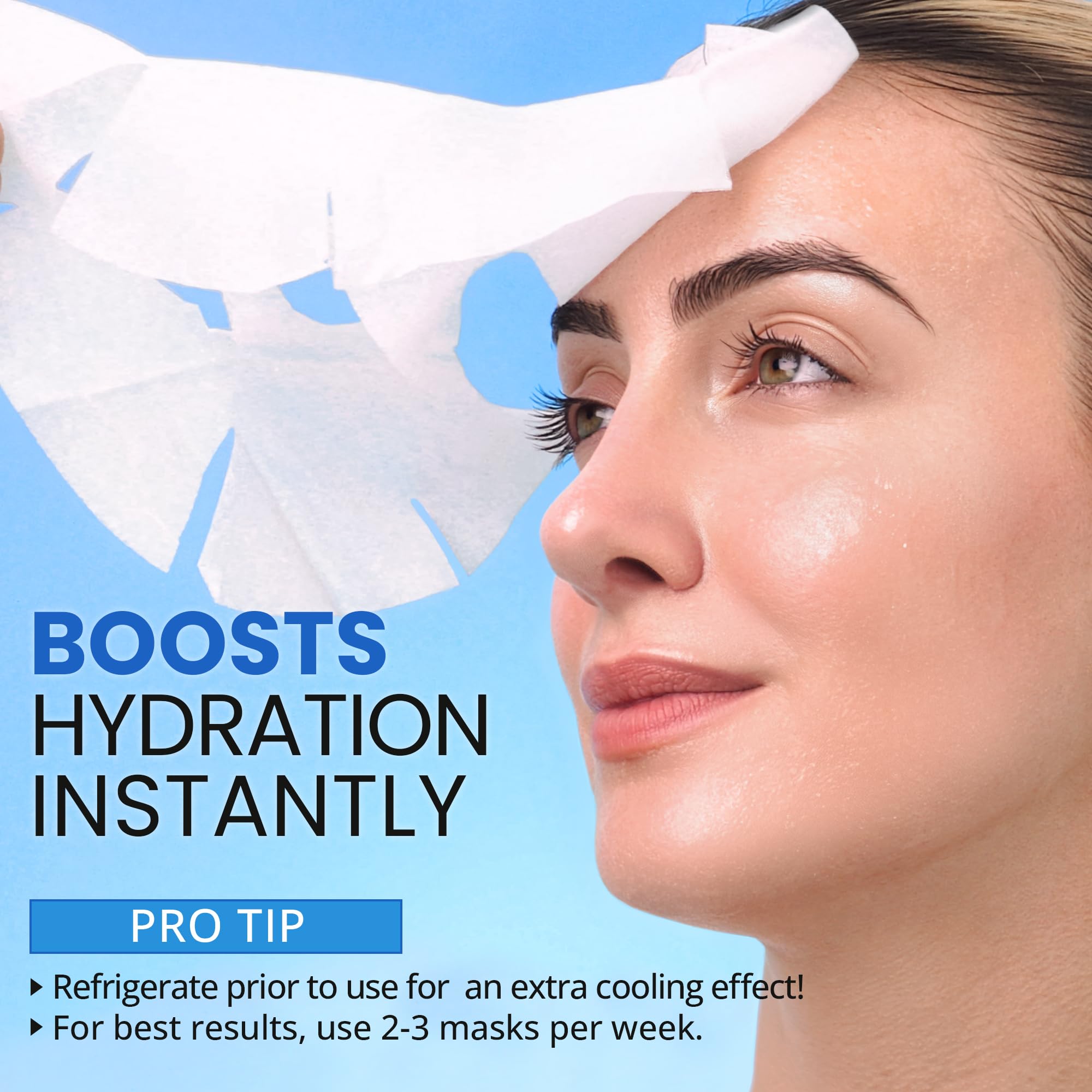 Ebanel hydrating facial sheet mask being applied to face