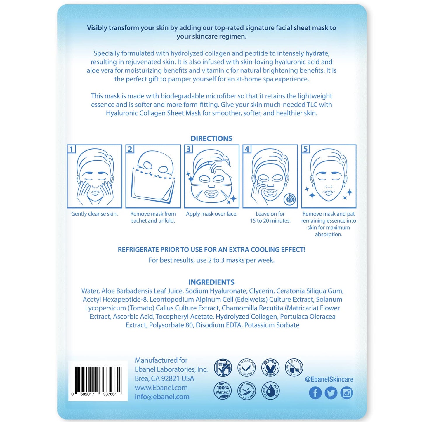 Set of 10 Ebanel brightening and firming face masks