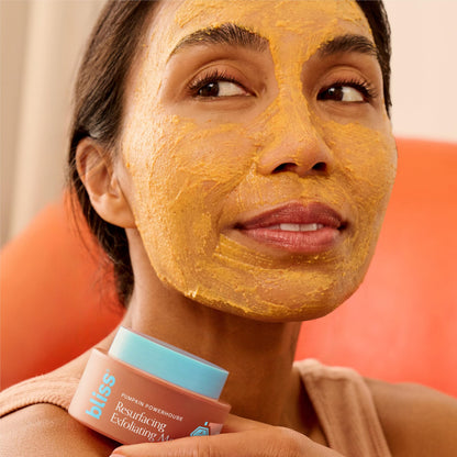 Bliss Pumpkin Resurfacing Mask jar with white lid