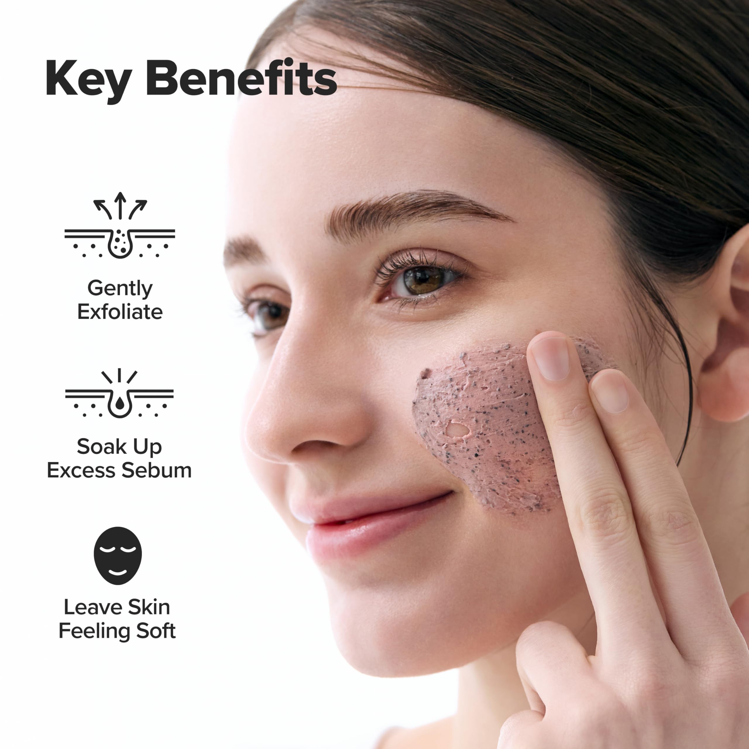Soft pink clay formula of Joseon red bean mask being applied on skin
