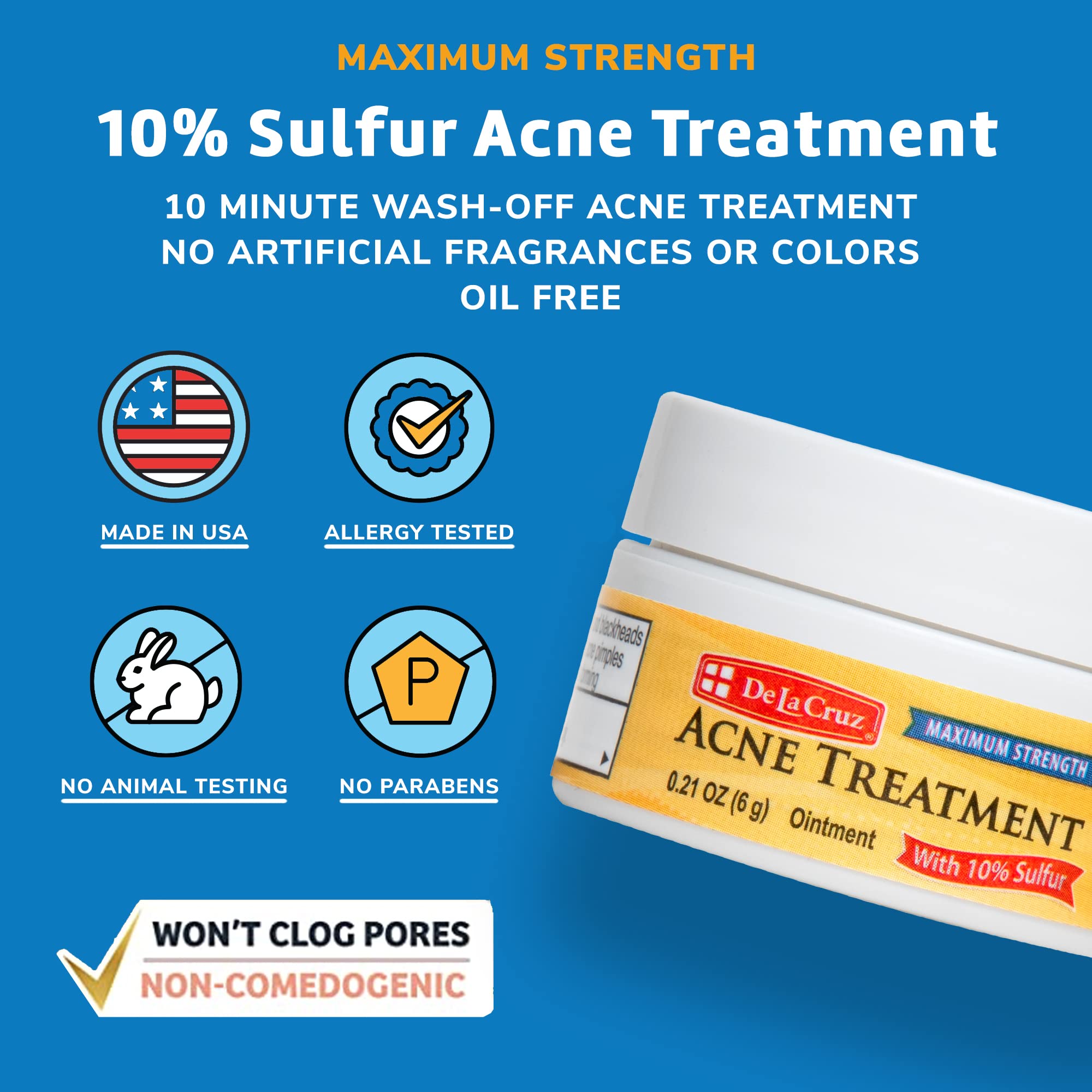 Authentic USA imported De La Cruz sulfur ointment 6 gram tube