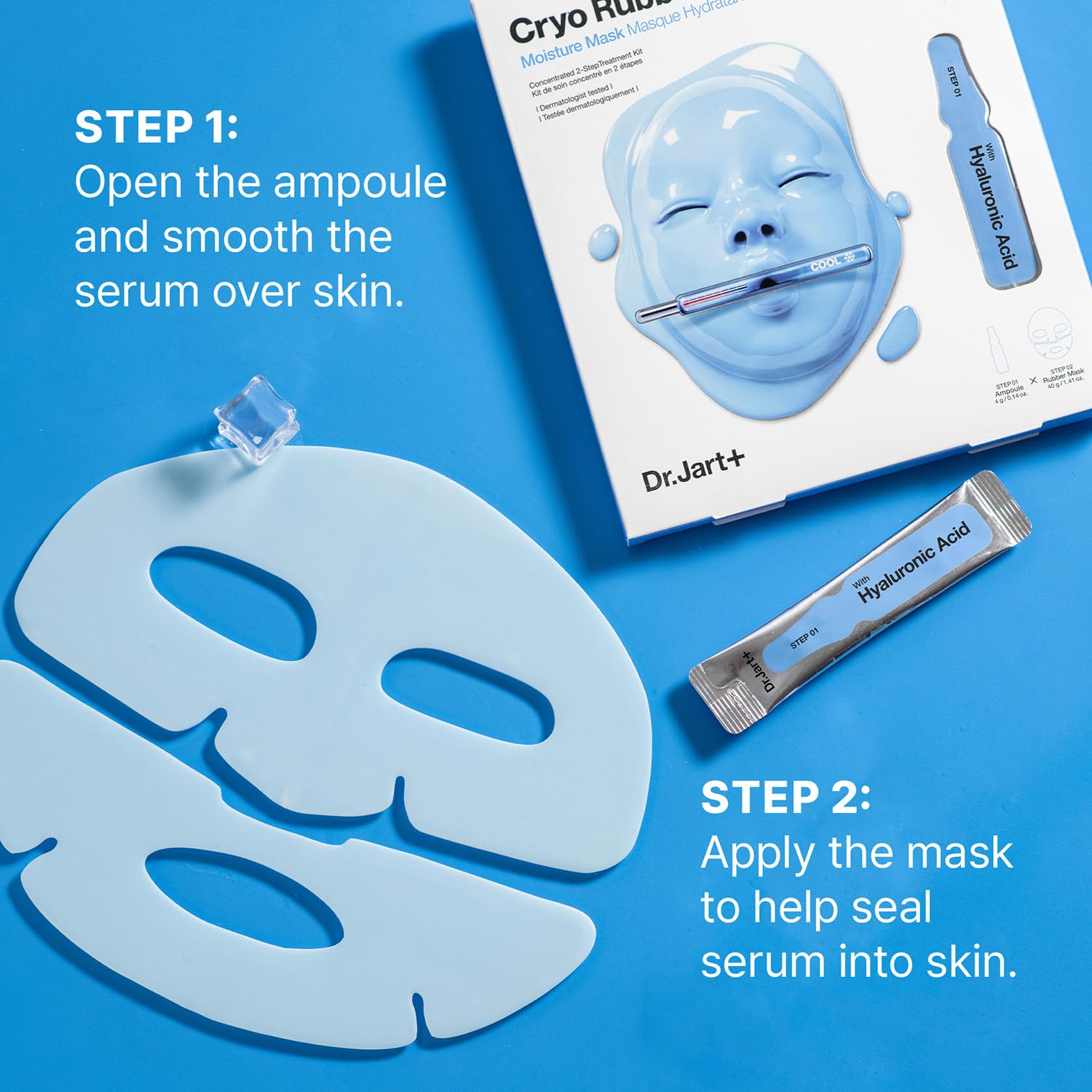 Close up of Dr.Jart+ Cryo Rubber mask texture and cooling application.