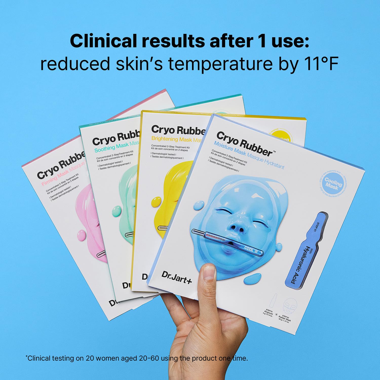 Demonstration of Dr.Jart+ rubber mask on face.