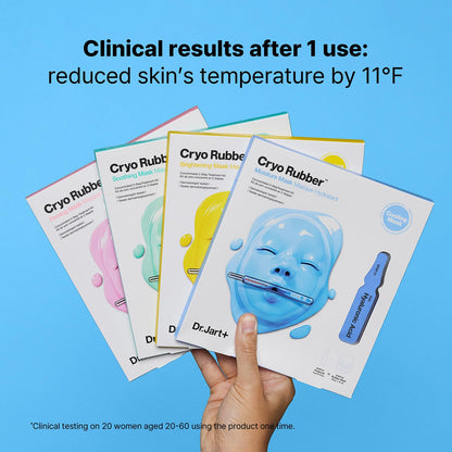 Demonstration of Dr.Jart+ rubber mask on face.