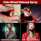 Model wearing vampire special effects makeup created using washable fake blood