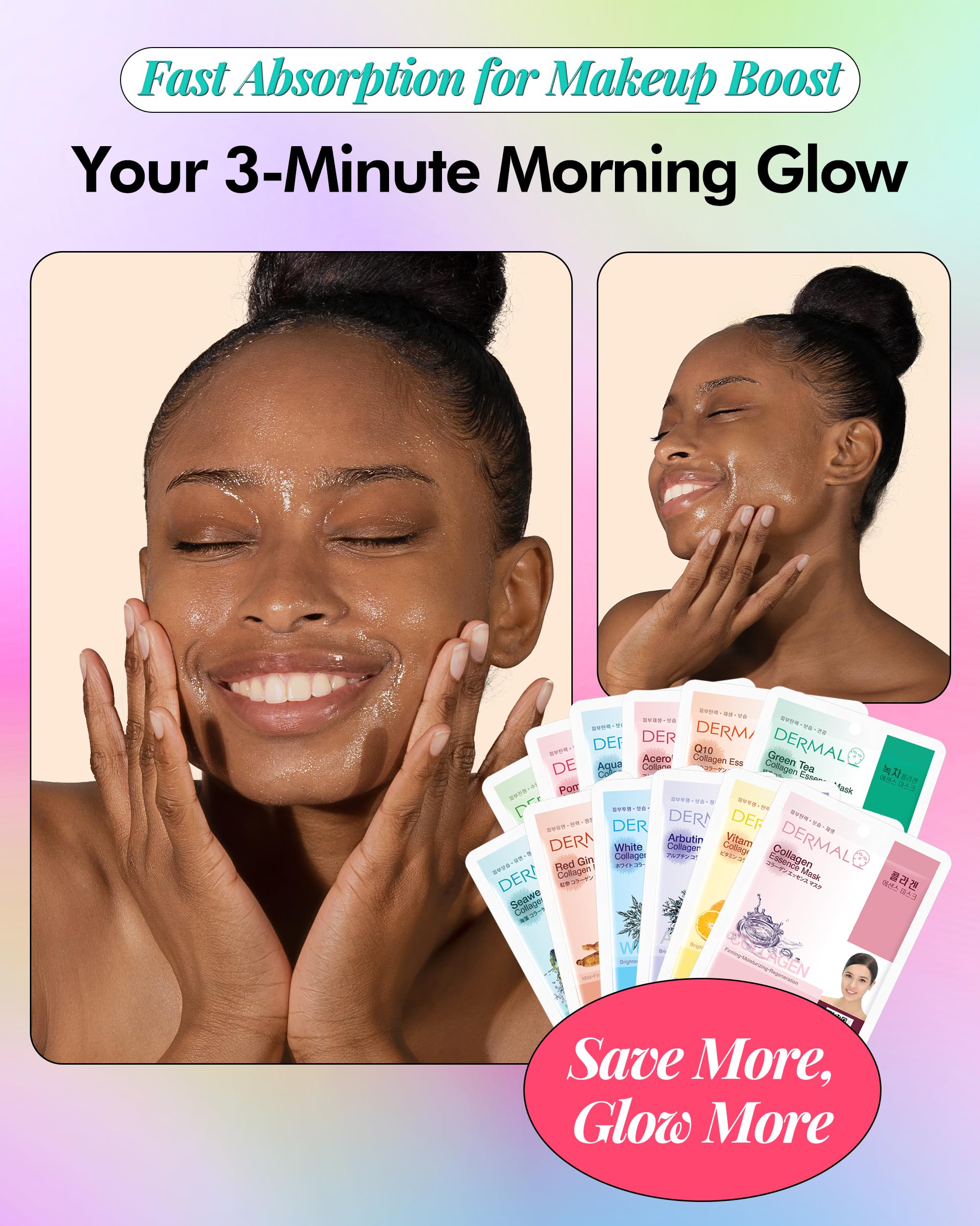 Variety set of 24 Dermal facial masks for daily skincare routine