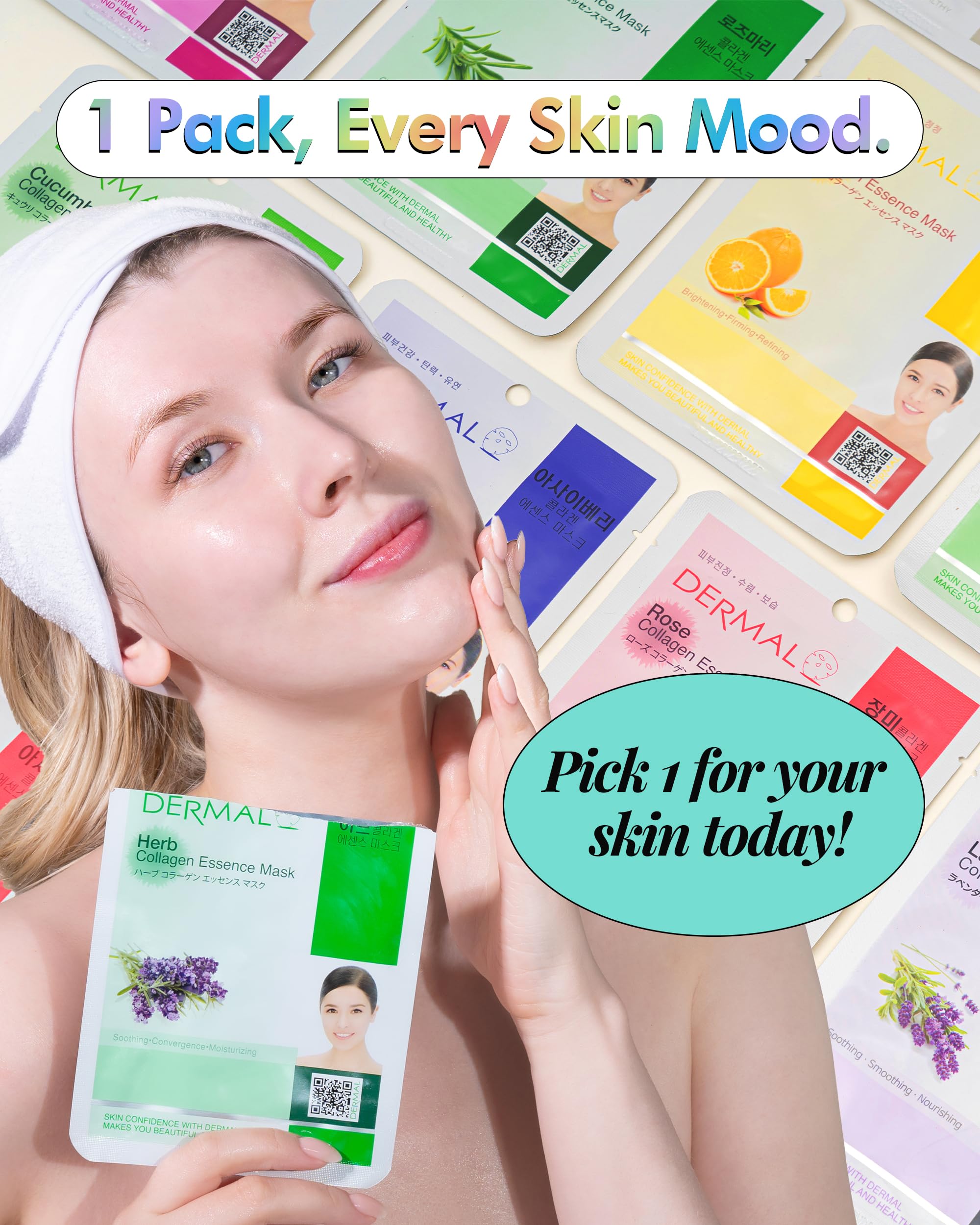 Authentic Dermal Korea collagen essence mask set for glowing skin