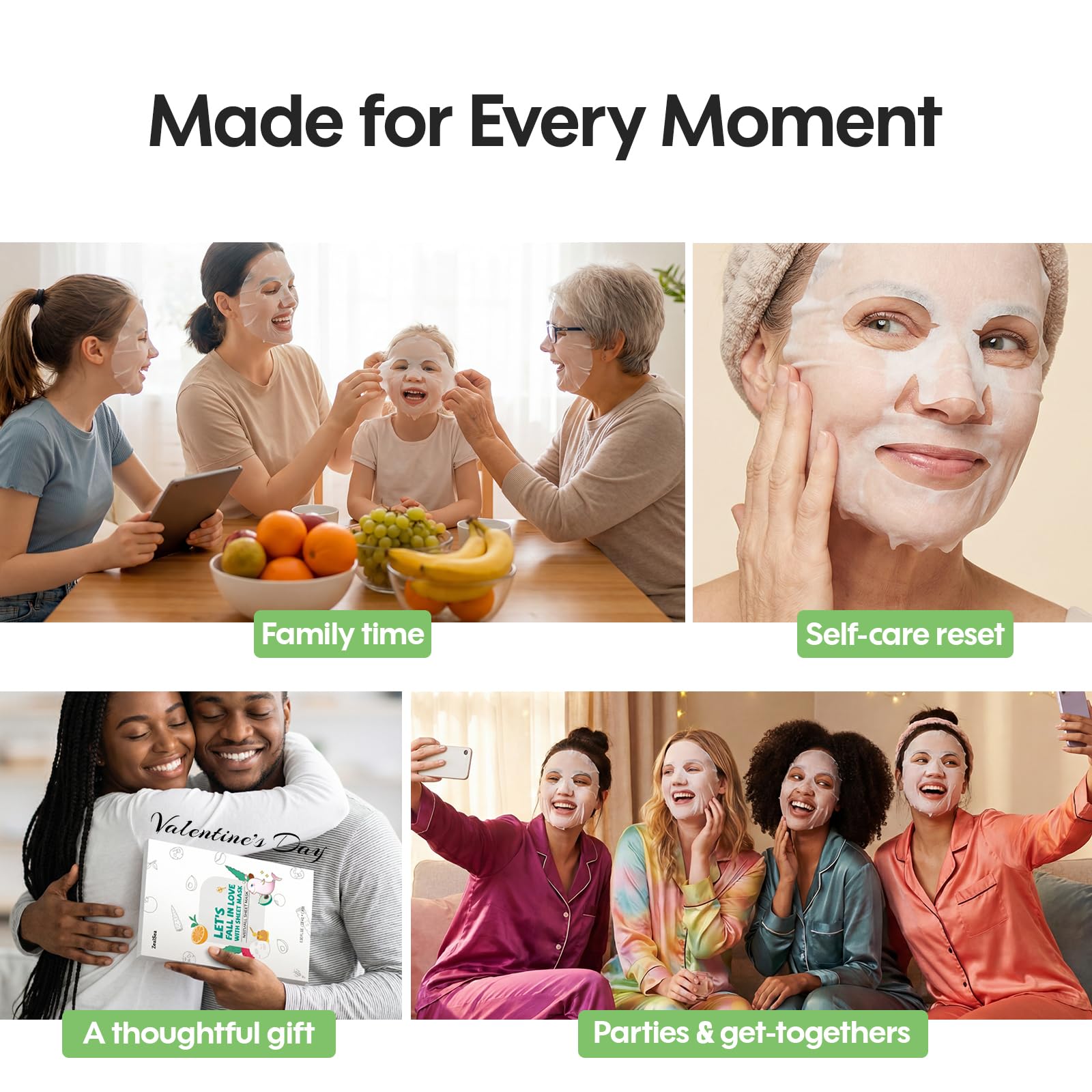 Collection of seven natural ingredient face masks by ZealSea