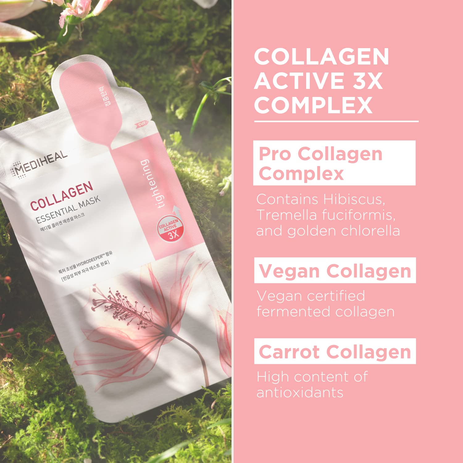 Mediheal Collagen Essential Mask ingredients and benefits label