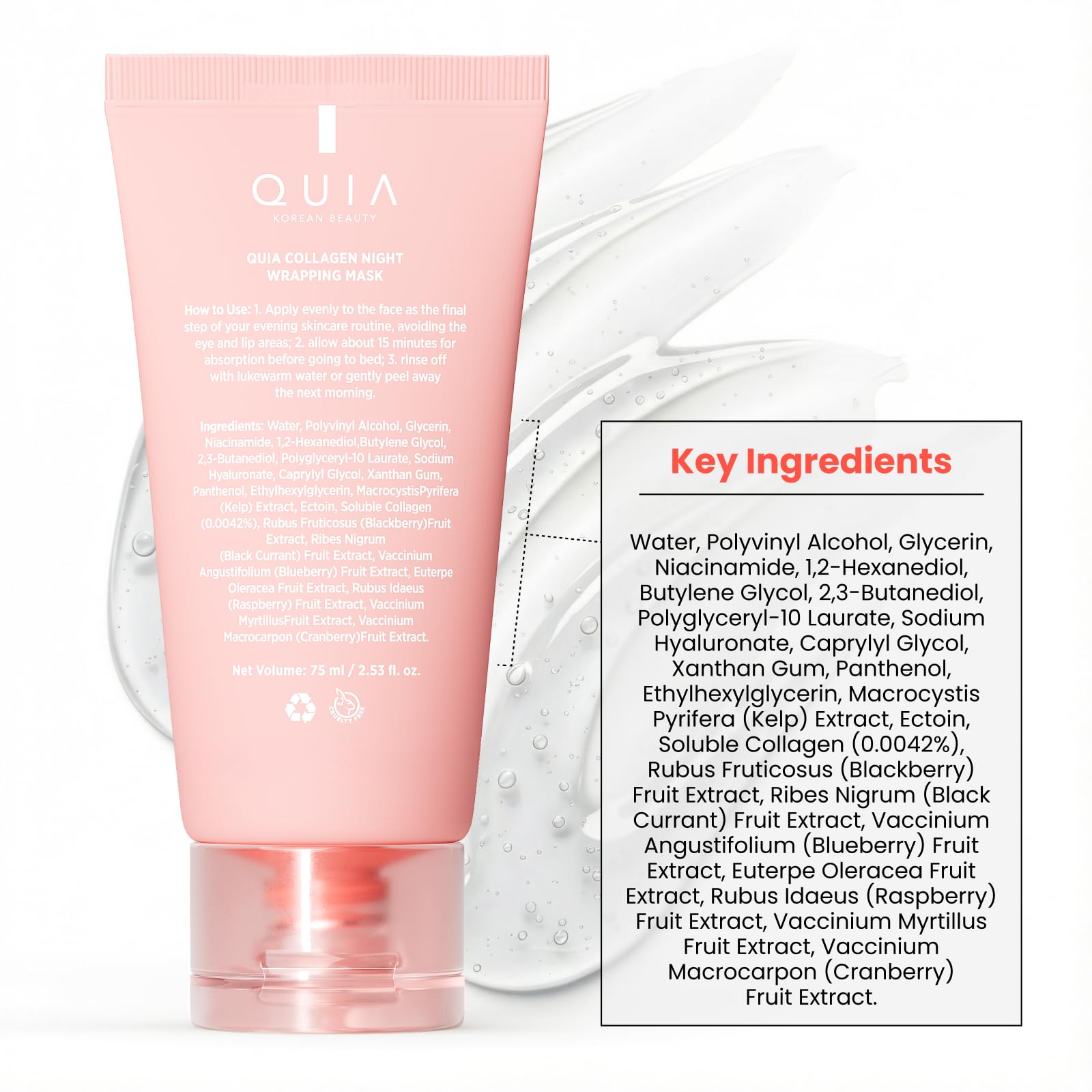 Results of Quia collagen mask for firmer looking skin