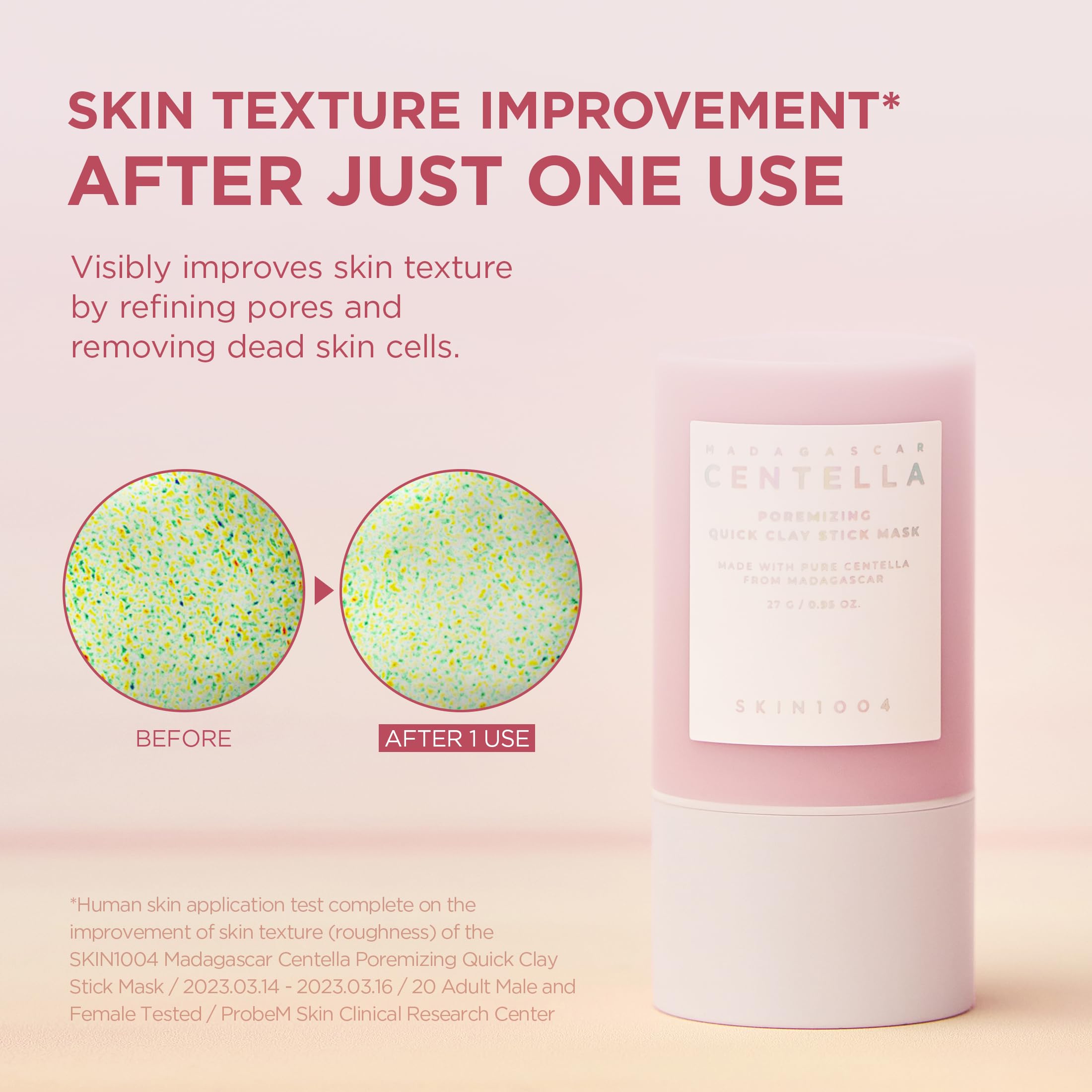 SKIN1004 Poremizing clay mask stick showing red bean powder texture