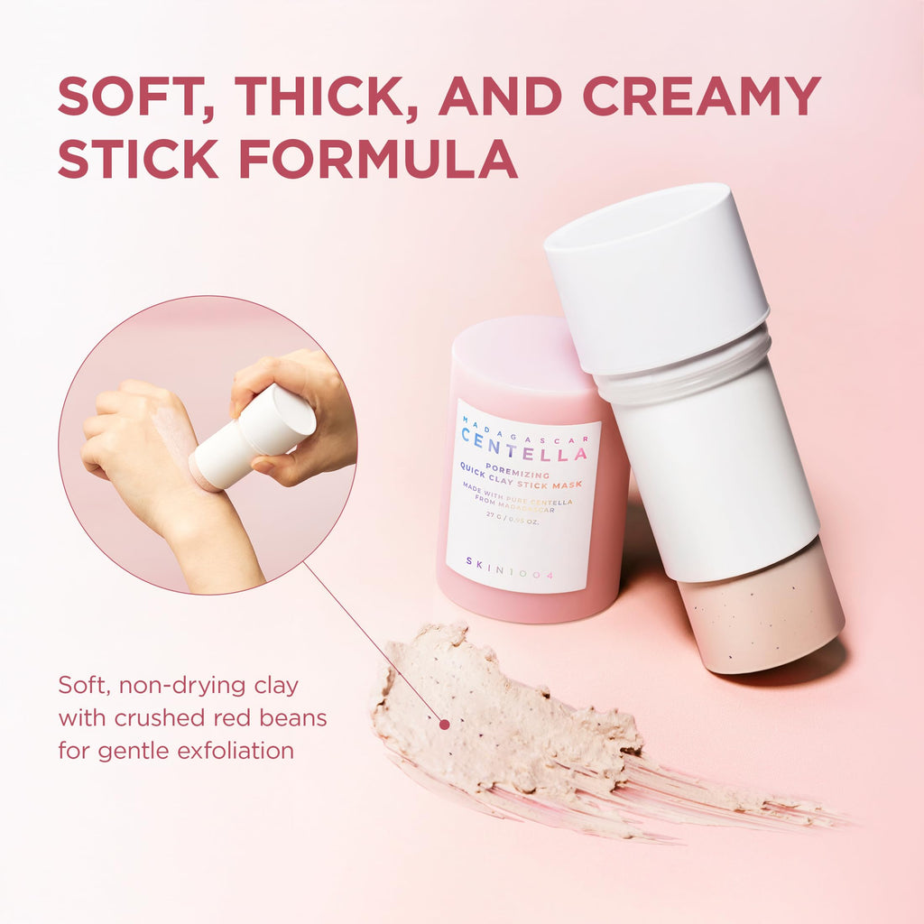 Side profile of Skin1004 clay stick mask highlighting ingredients and usage