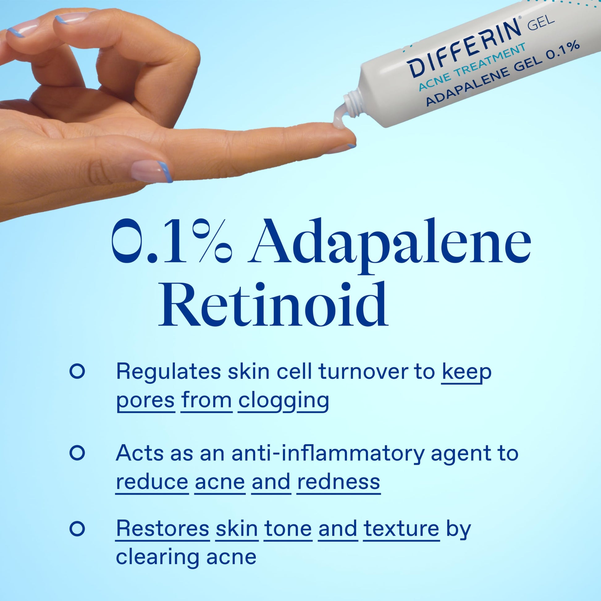 Differin 0.1% Adapalene gel tube close up