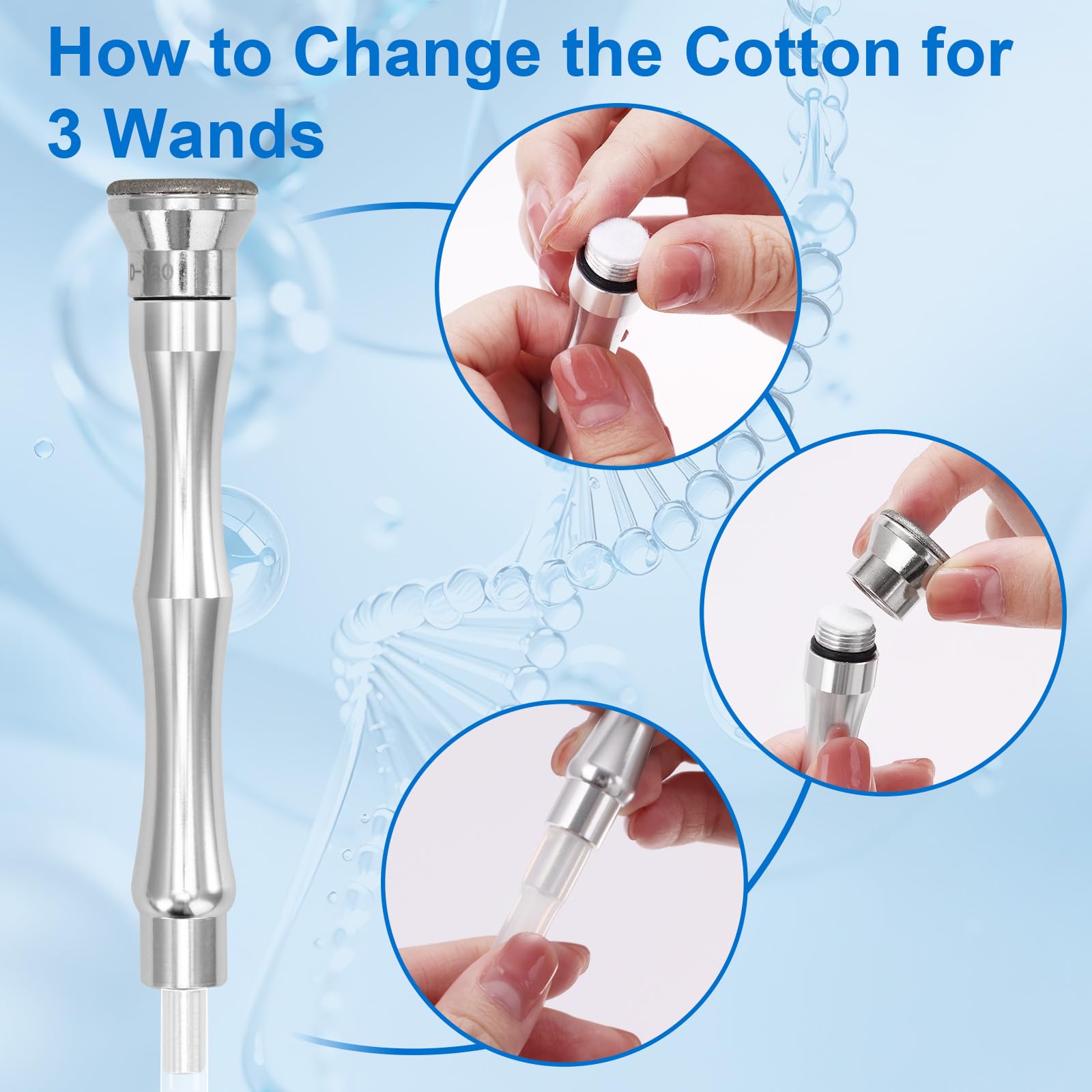 Complete salon microdermabrasion machine accessory kit with cotton filters layout view
