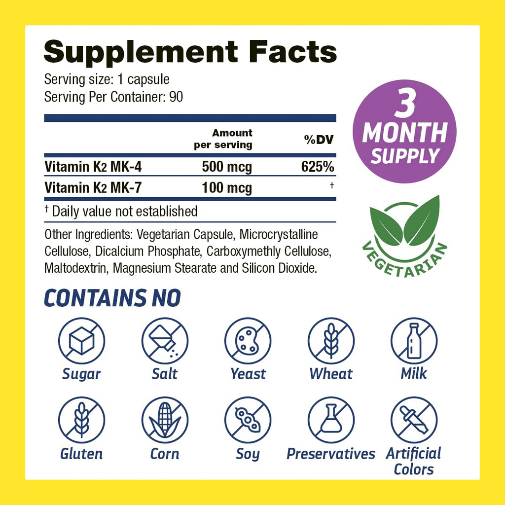 Dr's Hope Vitamin K2 supplement bottle side label showing ingredients