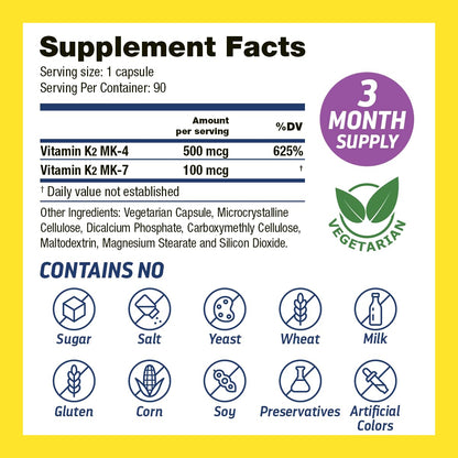 Dr's Hope bone and cardiovascular health supplement ninety vegetarian capsules supplement facts panel.