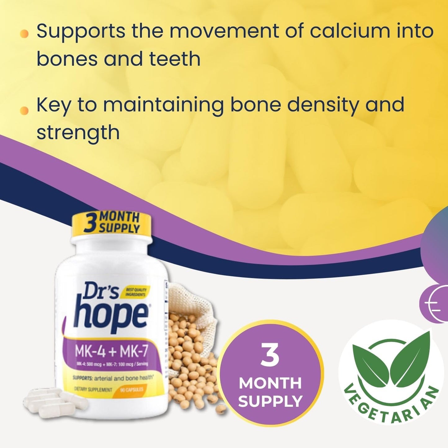 Authentic USA dietary supplement bottle showcasing non-GMO and gluten-free product certifications.