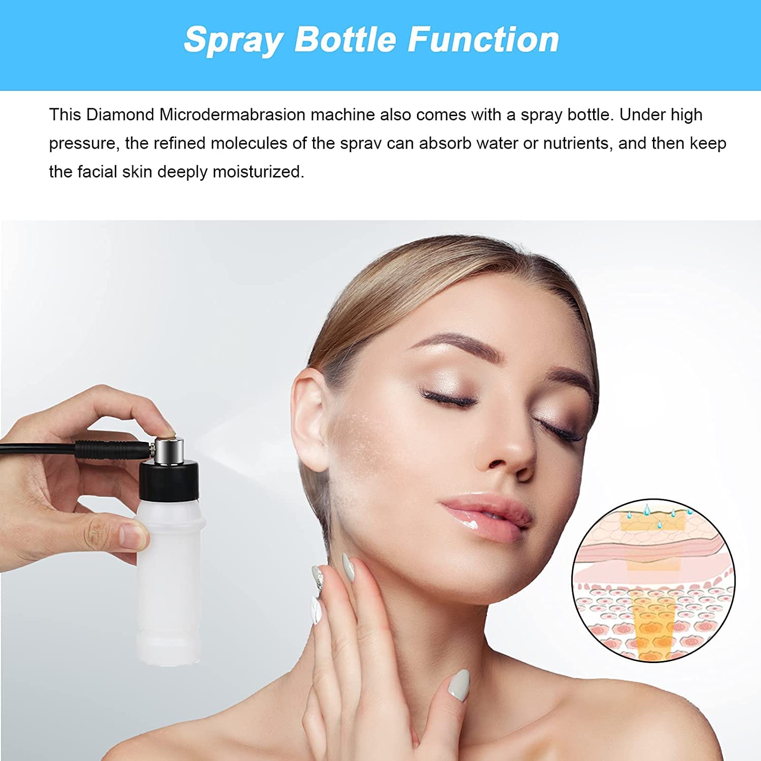 TwoWin 3 in 1 skin care system including vacuum extraction probes and spray mist bottles