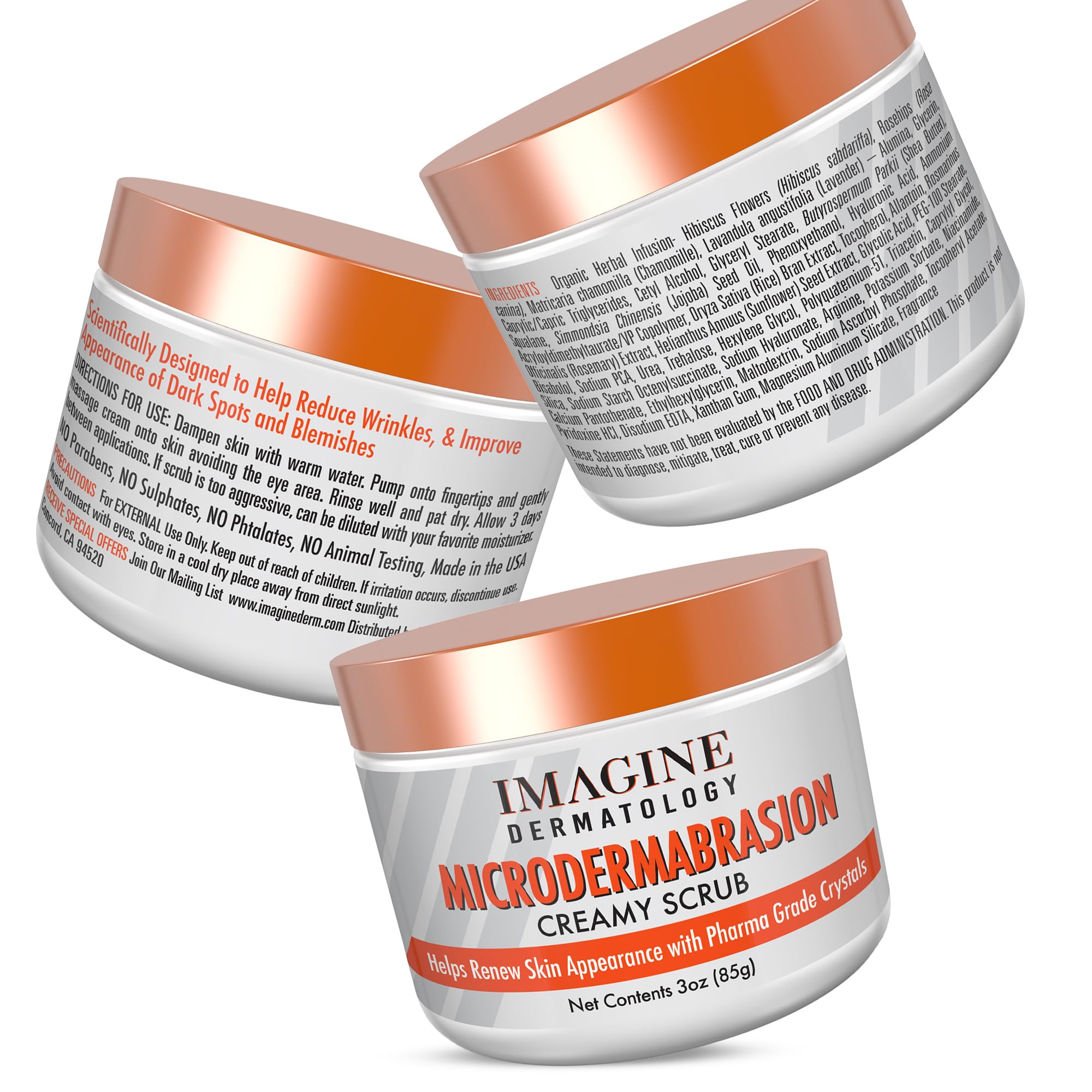 Imagine Dermatology face exfoliator cream packaging showing product weight of three ounces