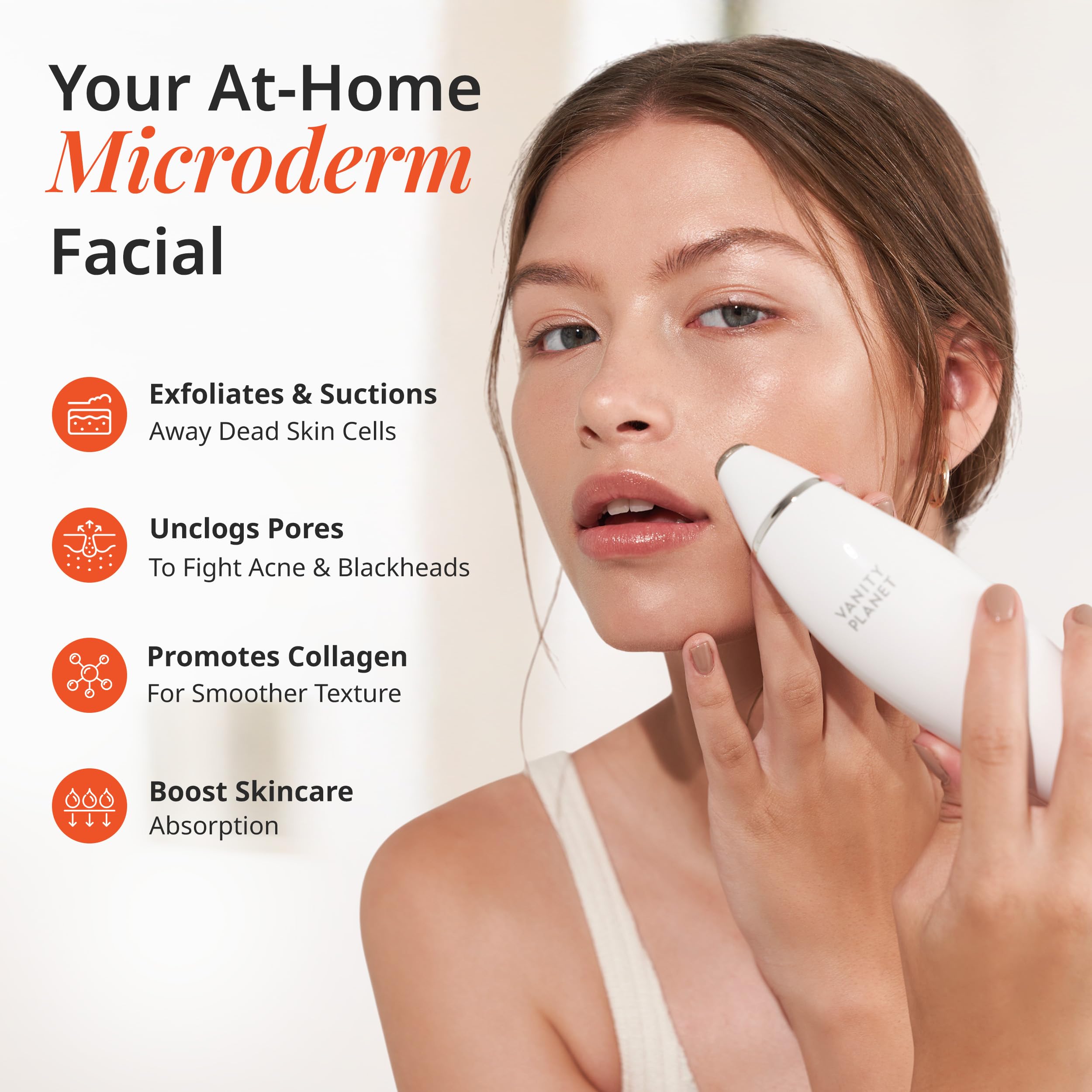 Vanity Planet Exfora microdermabrasion device with four interchangeable treatment heads