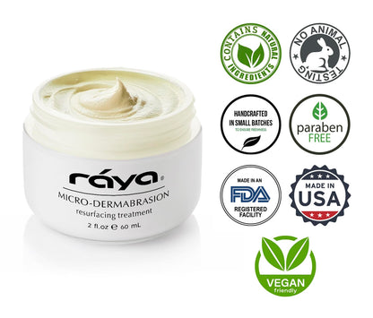 Texture shot of RAYA facial cream exfoliator with micronized marine salts
