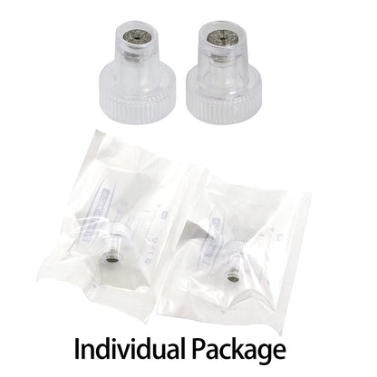 Two pieces of clear plastic aqua peeling machine tips illustrating the universal thread fitting for skincare equipment.