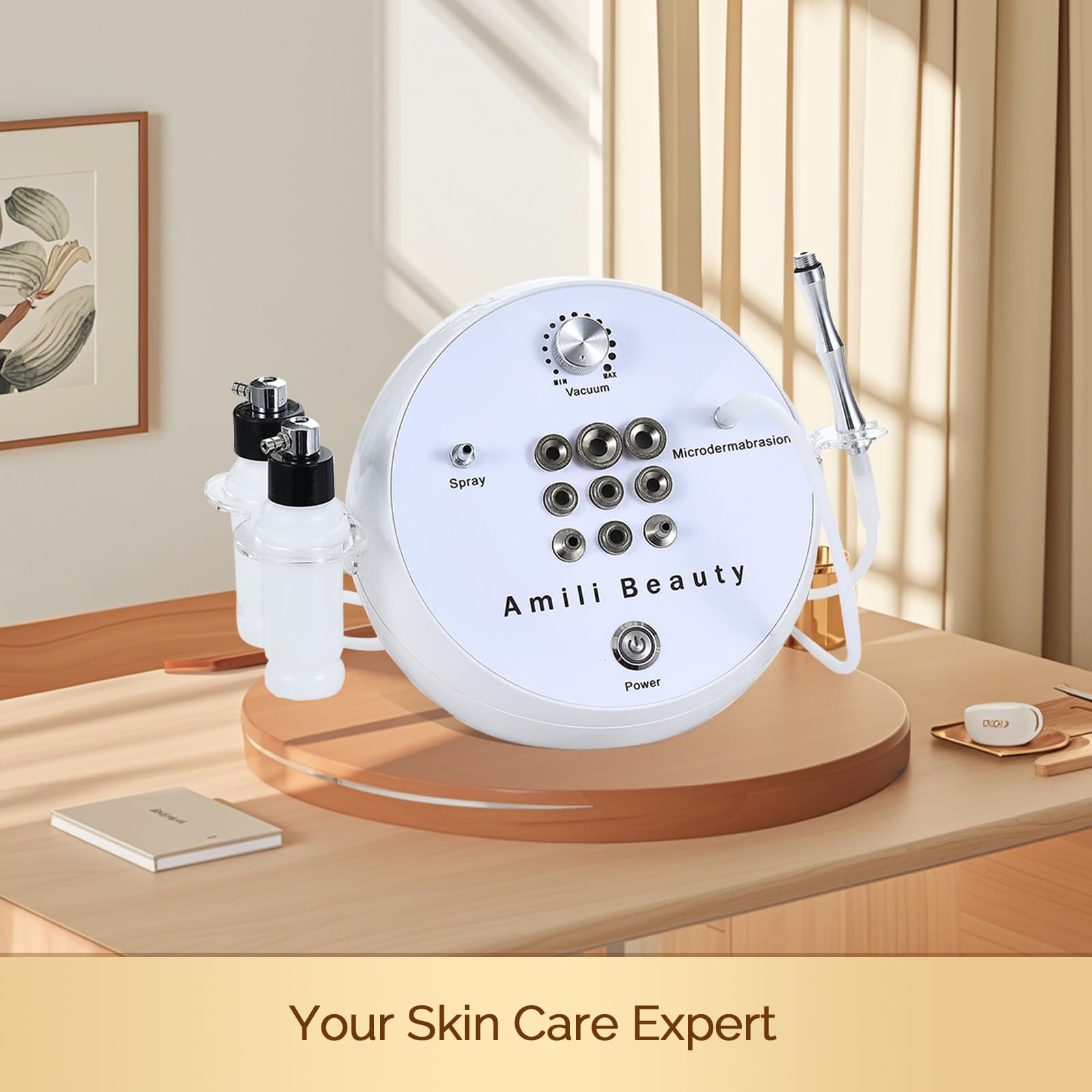 Keicnkj 2-in-1 professional skin care kit showing the nine interchangeable diamond tips