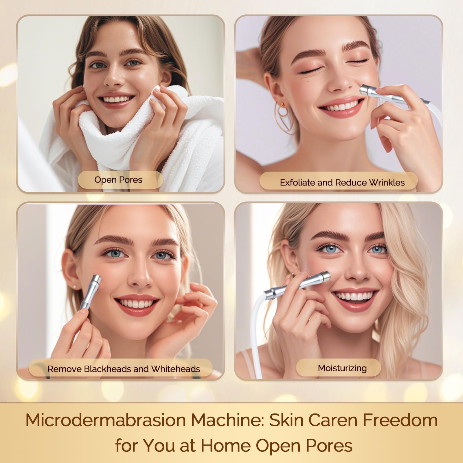 The built-in spray function nozzle creating a fine hydrating mist for facial care